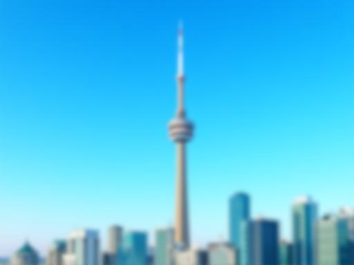 CN Tower standing tall against a clear blue daytime Toronto sky with cityscape