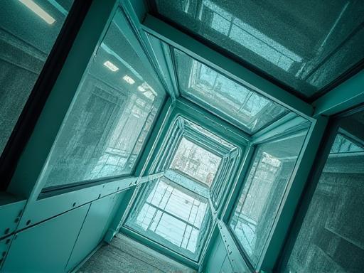 View looking straight down through the CN Tower's famous Glass Floor to the ground below